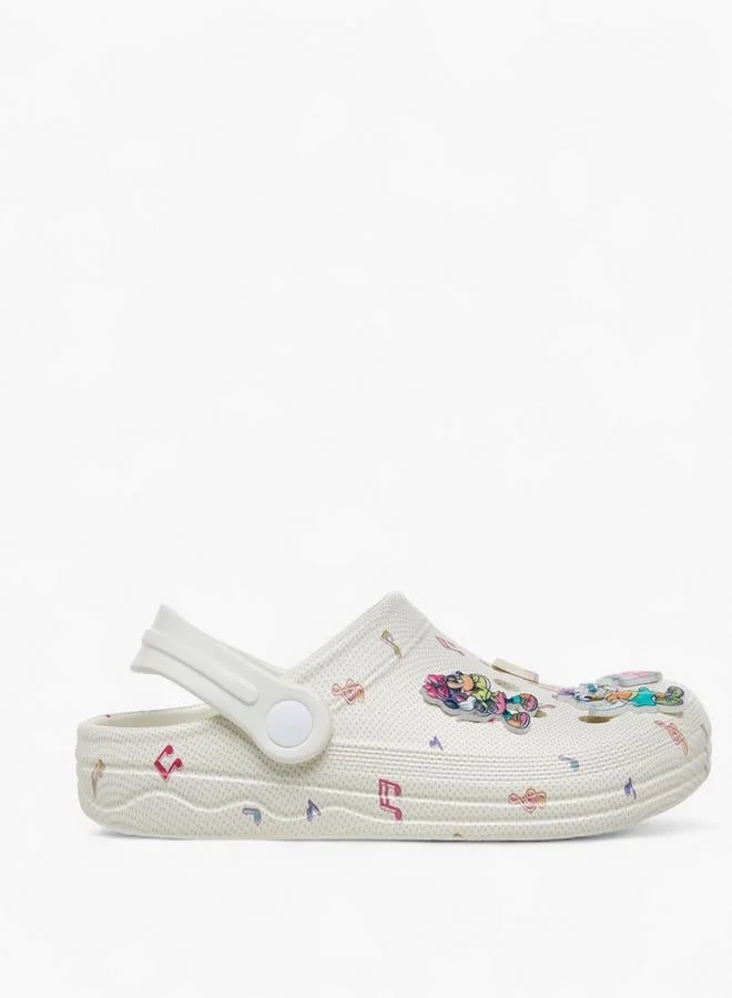 Disney Girls Minnie and Friends Print Backstrap Clogs